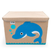 Hygge Plus animal toy storage bin with lid and dolphin pattern for organized play.