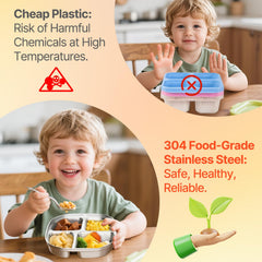 Hyperzacc dishwasher-safe steel plate endures busy family meals.