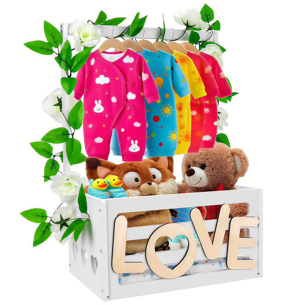 Hysagtek wooden shower crate closet with handle for easy carry and elegant gifting.