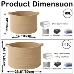 HZFTJOY basket with sturdy handles for easy moving between rooms.