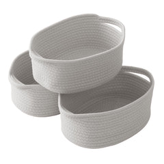 HZFTJOY grey gift basket with rope weave and gift bag.