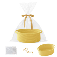 HZFTJOY yellow gift basket with ribbon for gifting and storage