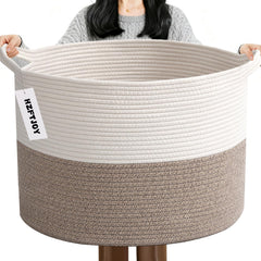 HZFTJOY large basket with handle for blanket storage and easy transport.