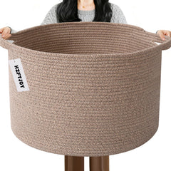 HZFTJOY large blanket basket with handles for easy access.