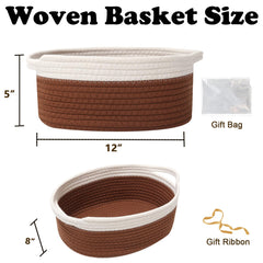 HZFTJOY rope-woven basket with handles for organized shelves.