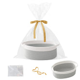HZFTJOY small woven basket with gift bag in white and grey for stylish organization.