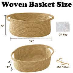 HZFTJOY small woven basket with handles, sturdy storage on shelves.