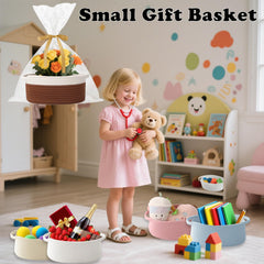 HZFTJOY woven basket on shelf adds warm decor and storage.