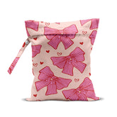 HZMLYDJ Pink Bow Wet Bag front view, lightweight travel organizer for wet swimsuits.