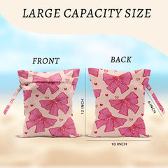 HZMLYDJ Pink Bow Wet Bag side view, quick-access organizer for travel essentials.