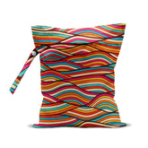 HZMLYDJ Wave Wet Bag front view with colorful pattern for travel organization.