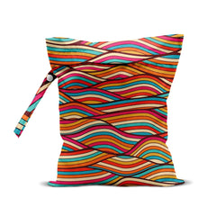 HZMLYDJ Wave Wet Bag front view with colorful pattern for travel organization.