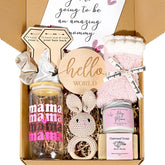 iaovueby new mom gift basket for prenatal and postpartum celebrations.