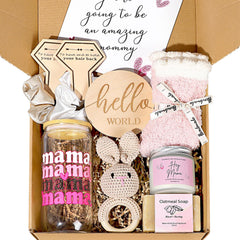 iaovueby new mom gift basket for prenatal and postpartum celebrations.