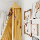 IBIZA VIBE MAMERIA bed canopy with frills in cotton creates cozy nursery focal point