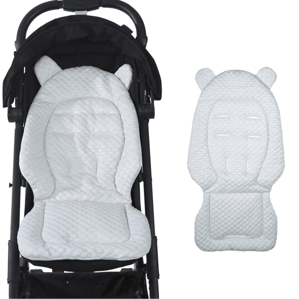 Ibluelover stroller seat liner gray front view showing universal fit for most strollers