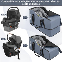 Open zipper view for easy placement of car seat in IBVIVIC bag