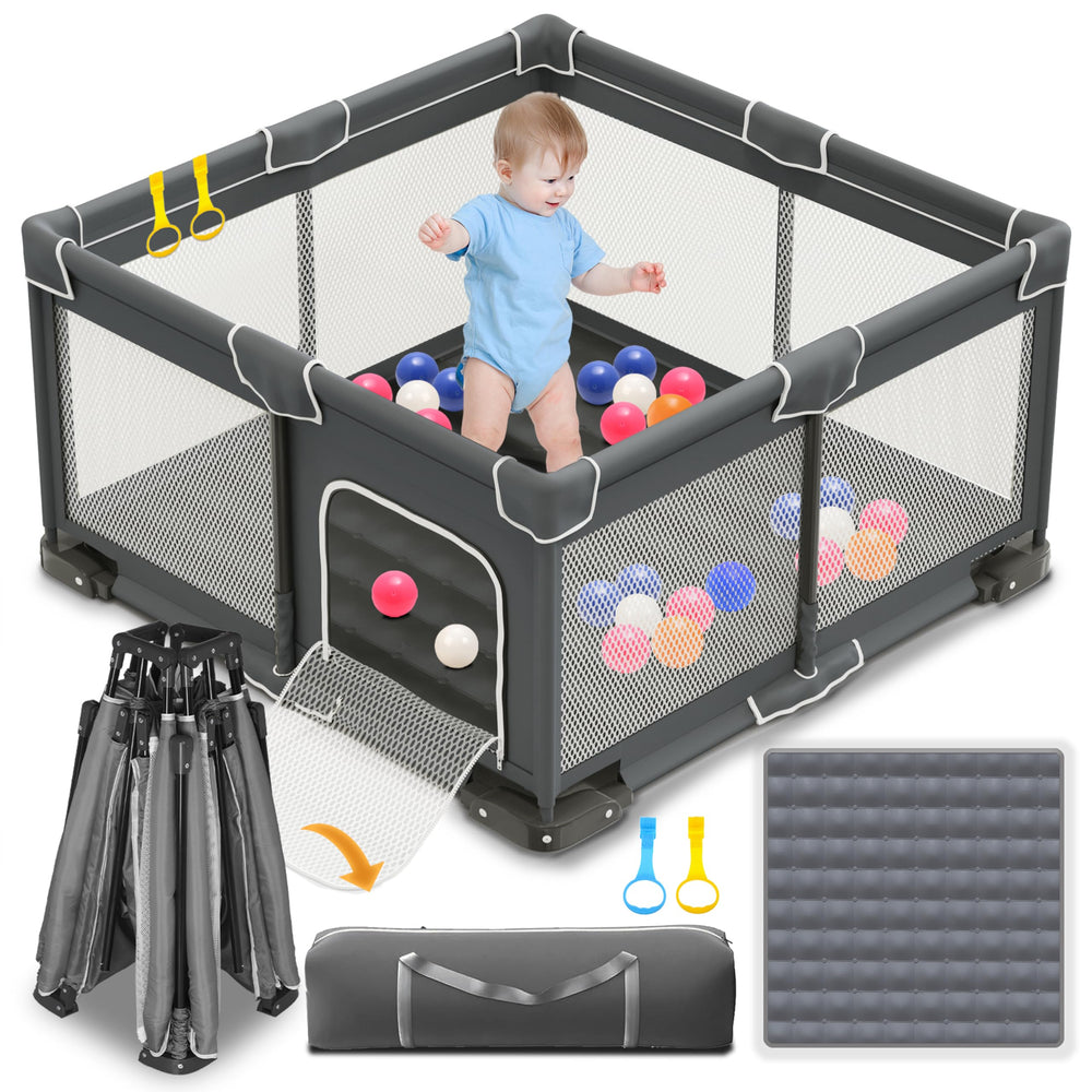 ICAREWAY foldable playpen frame for easy setup and transport.