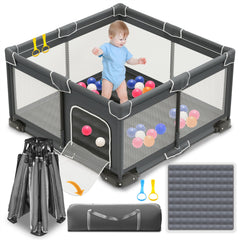 ICAREWAY foldable playpen frame for easy setup and transport.