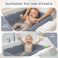 ICECTR collapsible tub with reinforced sides provides stable bath time support.