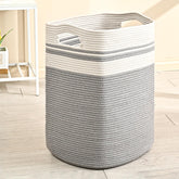 ICERZCZ cotton rope laundry hamper in white and grey with natural texture