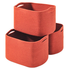 ICERZCZ storage baskets 3-pack brick red on a shelf for organized space