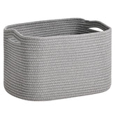 ICERZCZ woven cotton rope storage basket front view highlighting sturdy construction for everyday organization.