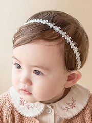ICKEYOU flower crown headband with white pearl finish for elegant photos and events