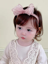 ICKEYOU baby girls lace bow headband with soft lace detail for newborn photos