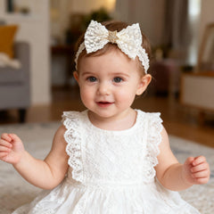 ICKEYOU floral lace headband adds delicate charm and comfort.