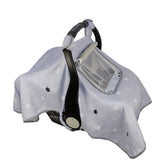 ICOPUCA car seat cover with window view keeps baby visible and comfortable during trips.