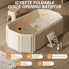 IcyByte tub with non-slip base provides stable bathing on wet surfaces
