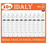 IDALY MEGA Pack 10 nasal syringes set for gentle mucus removal in babies