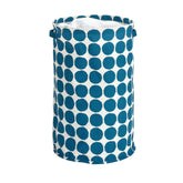 InterDesign iDesign Dot Round Storage Bin blue closeup showing pattern and durable fabric for easy closet organization.