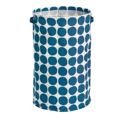 InterDesign iDesign Dot Round Storage Bin blue collapsible design saves space.