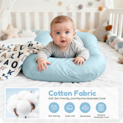 Idudbid baby lounger blue travel bag scene emphasizes lightweight use during outings.