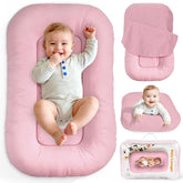 Idudbid baby lounger pink cover close-up, removable for easy cleaning and comfort.