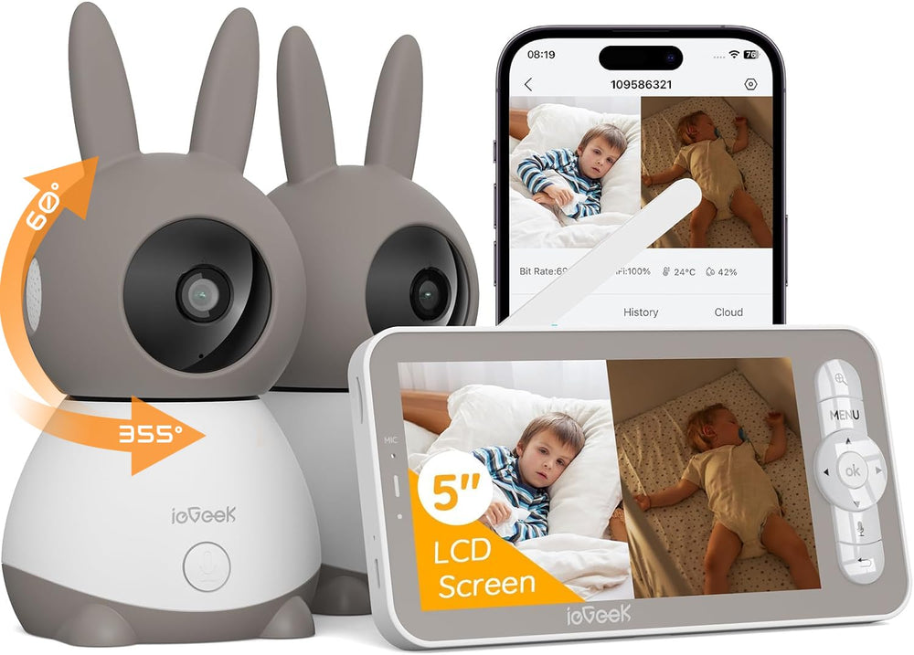 ieGeek 2K split-screen left camera view for simultaneous room monitoring