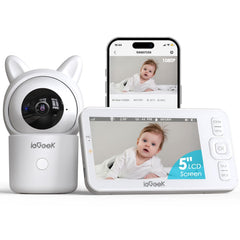 ieGeek baby monitor with 1080p camera shows 355° pan and 100° tilt for full room view