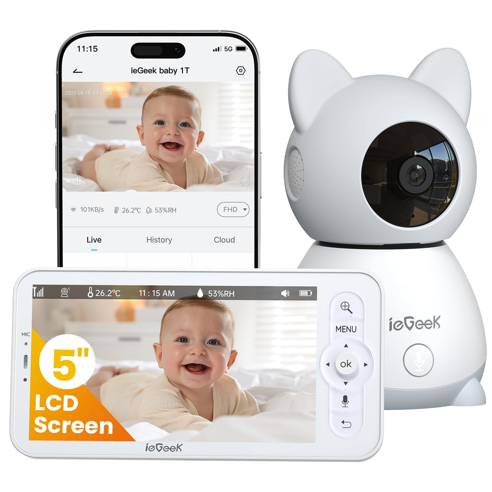 ieGeek baby monitor 5-inch screen for crystal-clear live viewing at a glance
