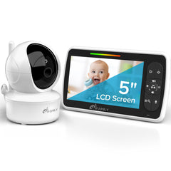iFamily baby monitor with 5-inch screen capturing a full room view.