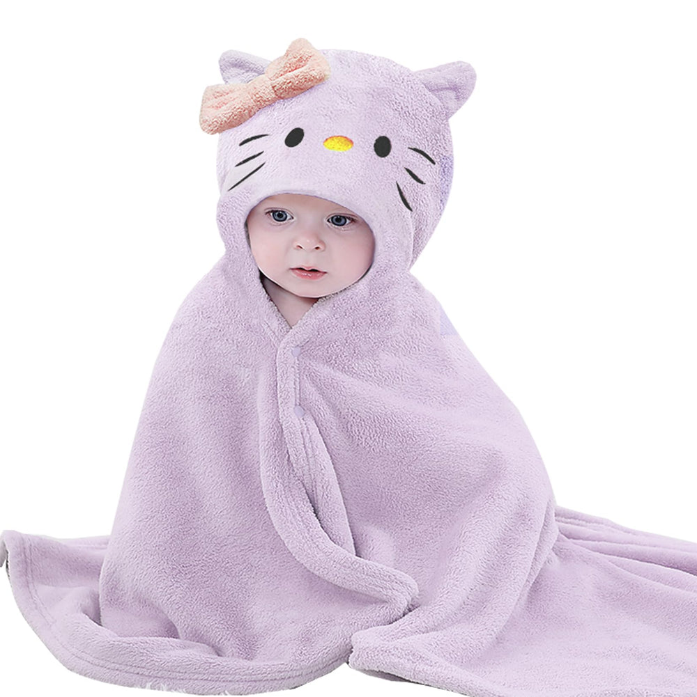 IFaryMes purple cat hooded towel for toddlers after bath keeps kids warm