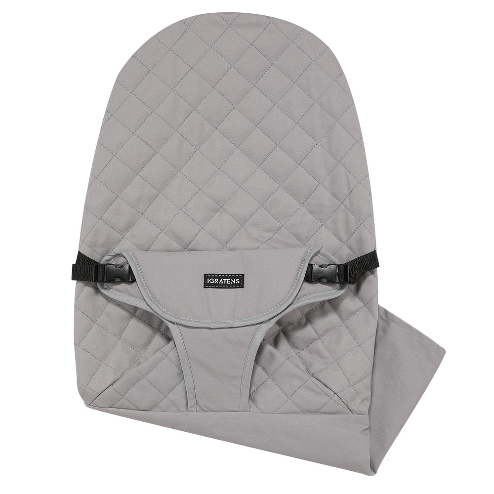 iGRATENS fabric seat cover on Bliss Bouncer shows skin-friendly cotton and snug fit.