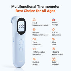 iHealth PT9L 3-in-1 modes show body, ambient, and object temperatures.
