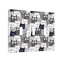Ihsourgnitnem 3-gang wall plate with cat icon, ideal for playful living spaces