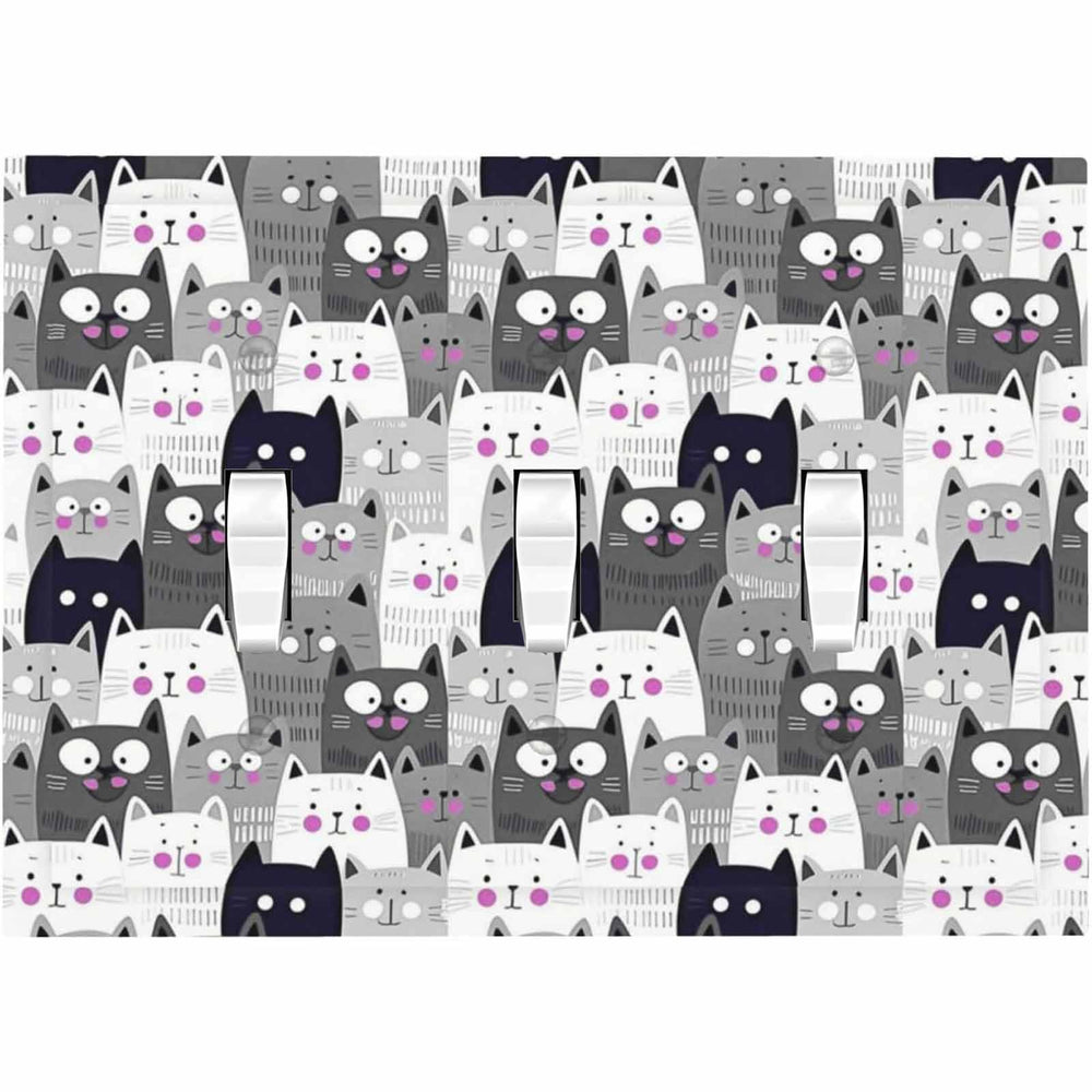 Ihsourgnitnem cat face switch plate, whimsical grey design for kids' bedrooms