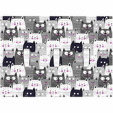 Ihsourgnitnem cat face switch plate, whimsical grey design for kids' bedrooms