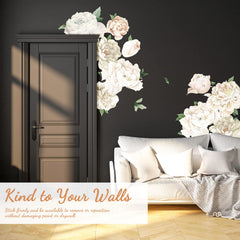 iinuu White Peony wall decal for playroom offers playful decor that's simple to reposition.
