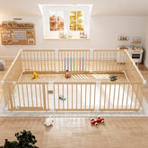 IKALIFE extra-large wooden playpen panels shown for sturdy, safe playtime.