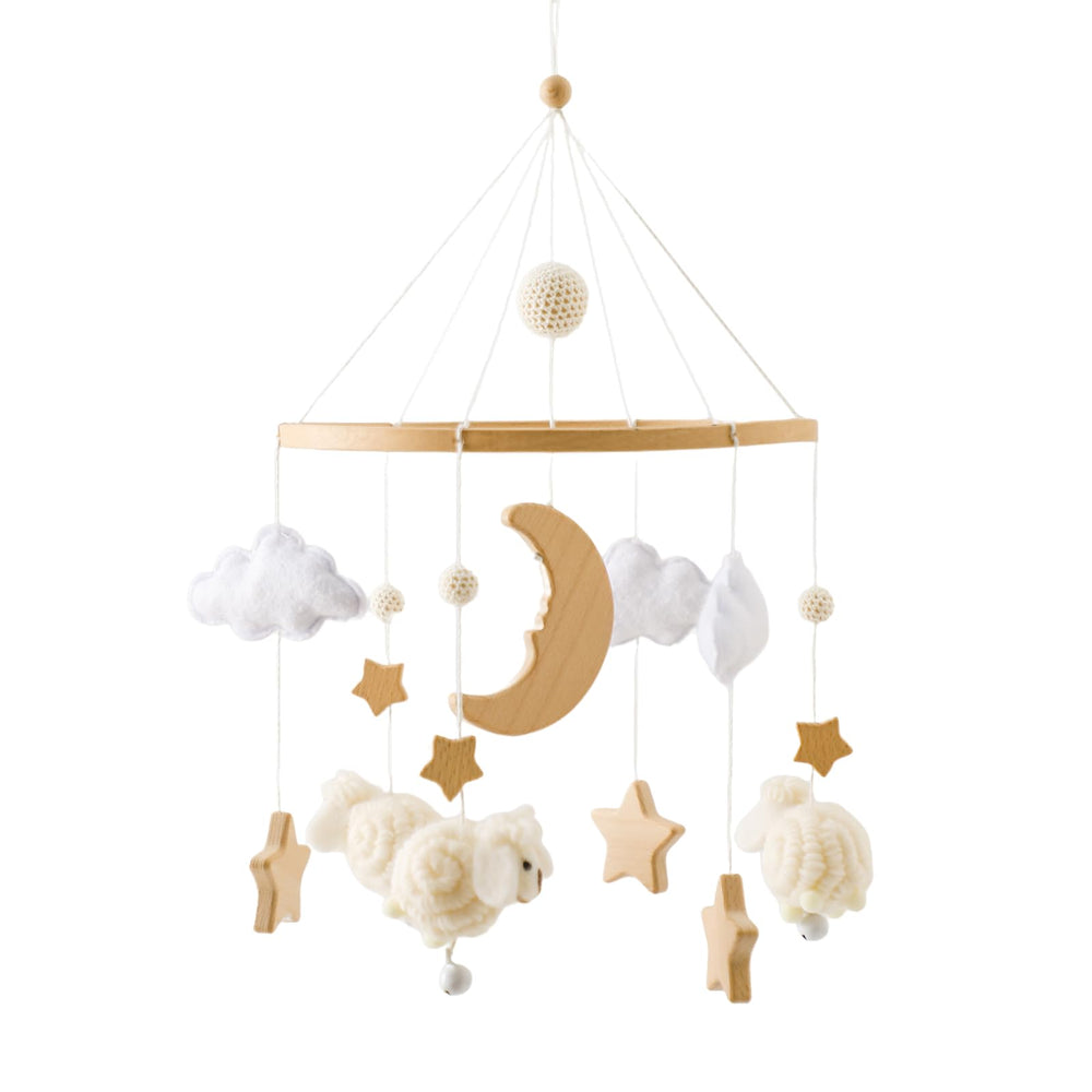 Ikubigu baby mobile for crib with beige dolls enhances neutral nursery style